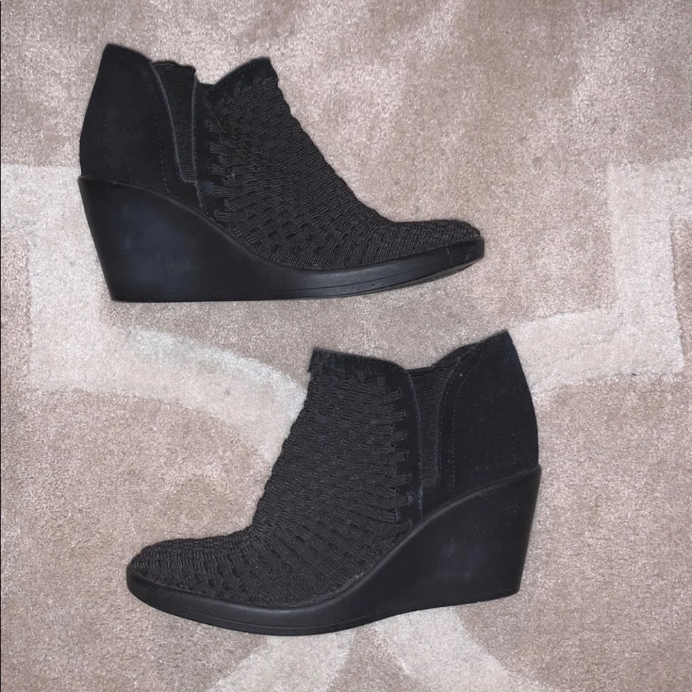 Black wedge booties